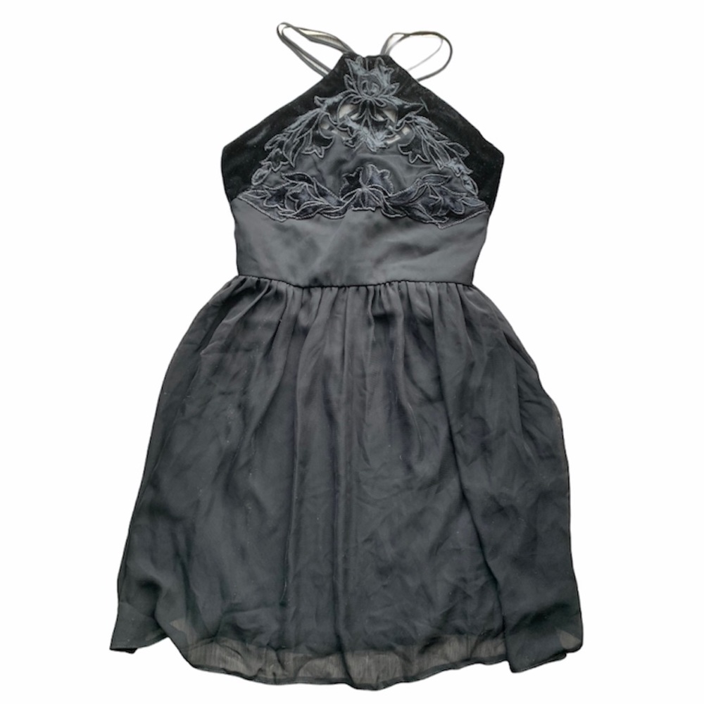 Elsie Ryan Velvet Mesh Halter Dress